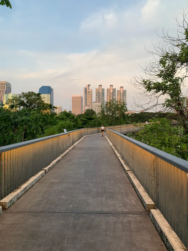 公園內挑高的空中步道走起來很愜意,景色很美