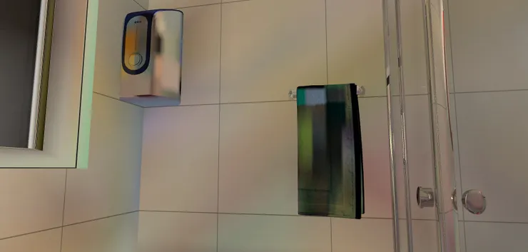 我會把手巾掛在淋浴間旁，洗完一伸手便拿到。沒有熱水爐我不能洗澡。