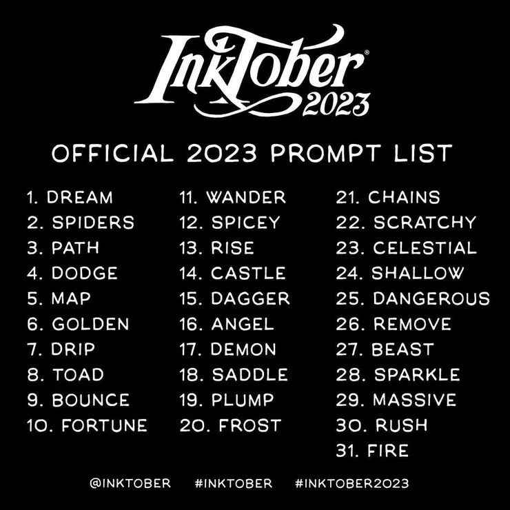 Inktober2023提示字一覽