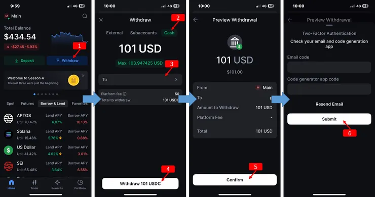 在 Backpack 發起電匯出金（Withdraw）