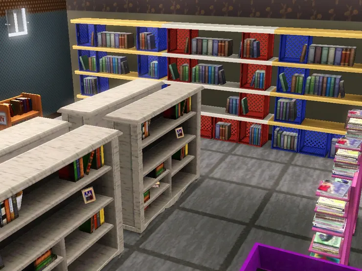 我有想過這面牆開些窗，但很少看到商店有窗，最後決定放多些書架，還是大型的。