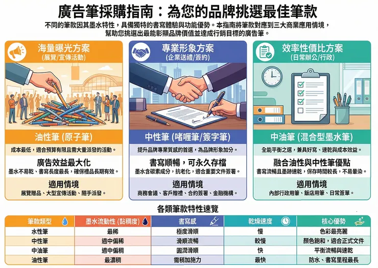客製化廣告筆專業推薦｜中性筆・原子筆・中油筆