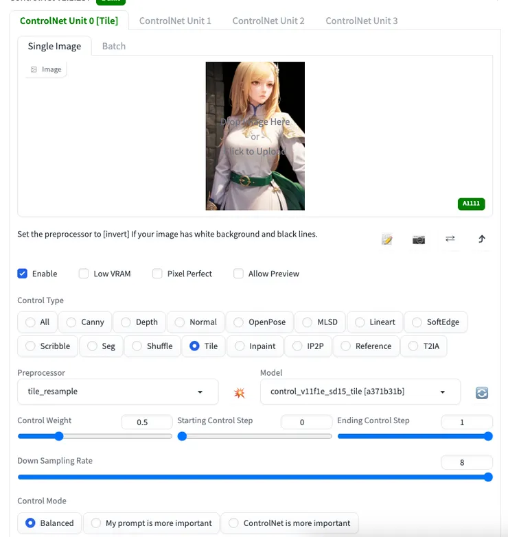 ControlNet的Tile設定