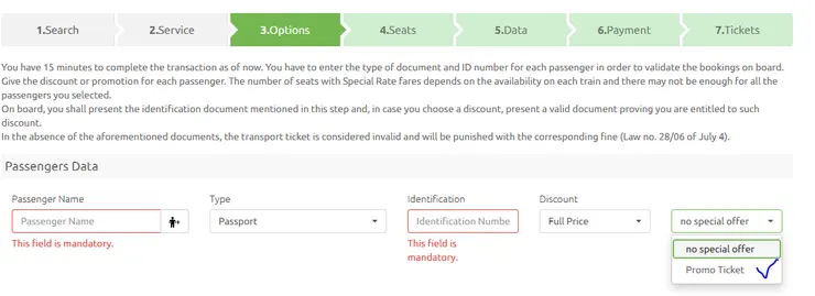 葡萄牙國鐵線上購票 - 早鳥價格 ( 圖片來源 ：葡萄牙CP國鐵官網 )