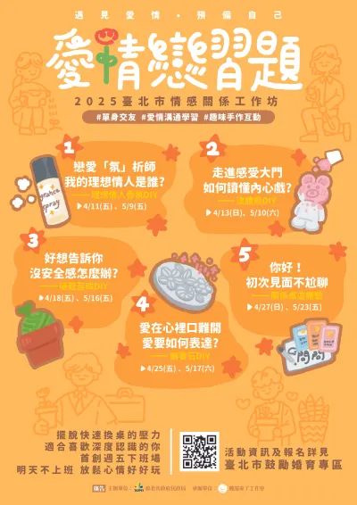 臺北市政府民政局辦理「114年情感關係工作坊」!