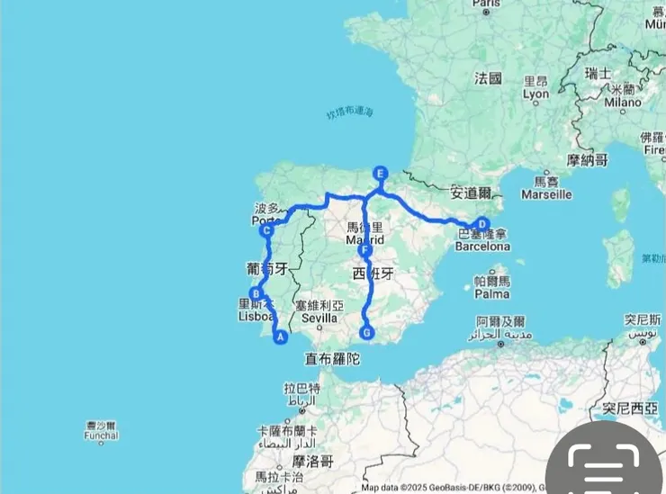 預計的葡、西旅行