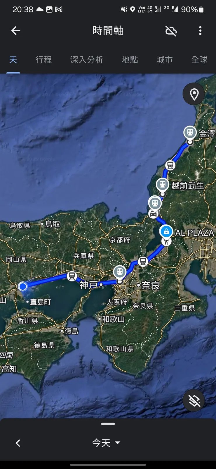 最後用張單日縱走時間軸結束瘋狂的北陸行程