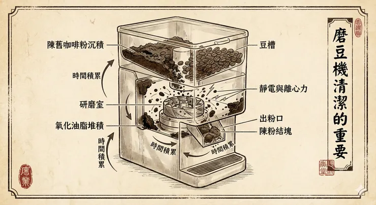 磨豆機必須定時清潔才能保持咖啡粉風味