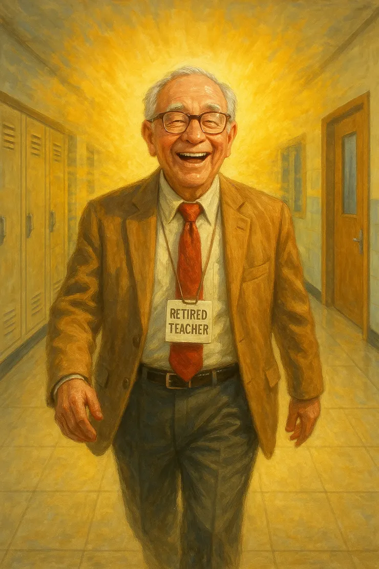 快樂的大O老師 (小昕咒語Copilot繪圖)