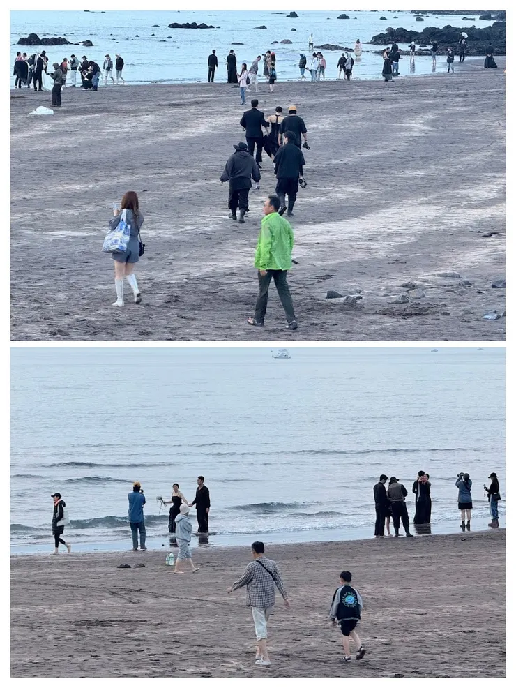 穿黑色禮服來黑沙灘拍照