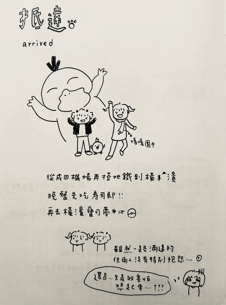 抵達成田機場後，看到可達鴨來迎接！