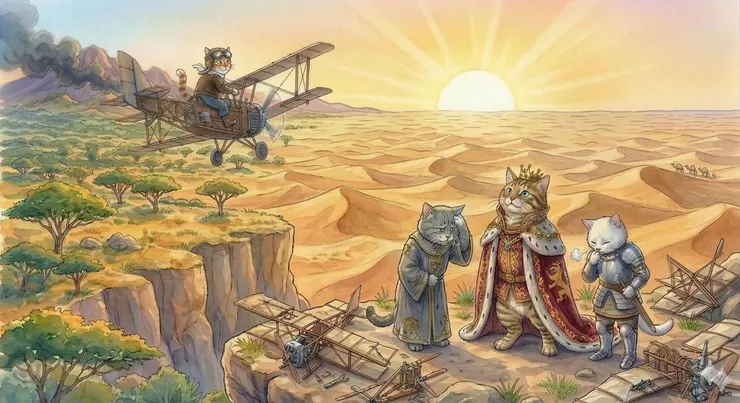 小虎斑貓王子長成了虎斑貓青年。誰說貓不能飛呢?牠的夢想在地平線之外的遠方。