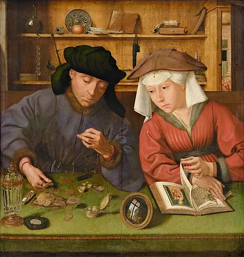 Quentin Metsys, The Moneylender and His Wife, 1514, Musée du Louvre, Paris. Public Domain via Wikimedia Commons.