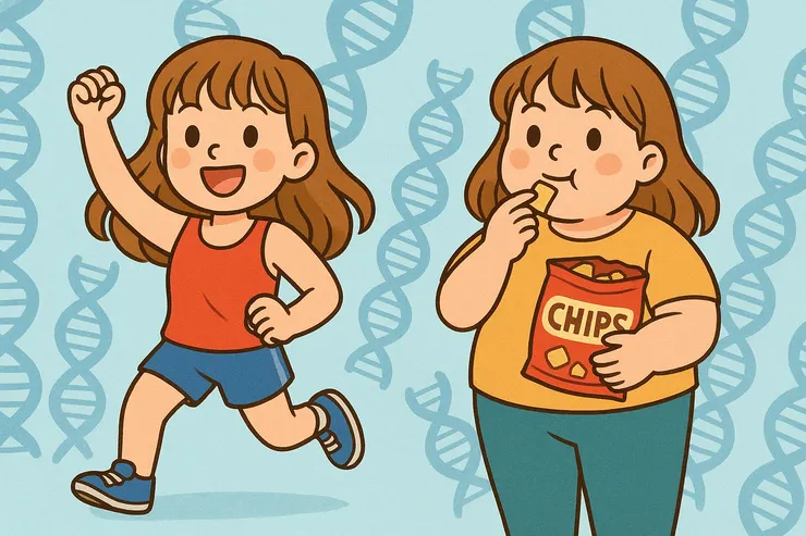 相同 DNA 的雙胞胎，因生活環境不同而有不同的健康與性格。