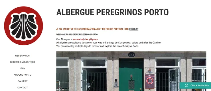 Albergue Peregrinos Porto官網首頁