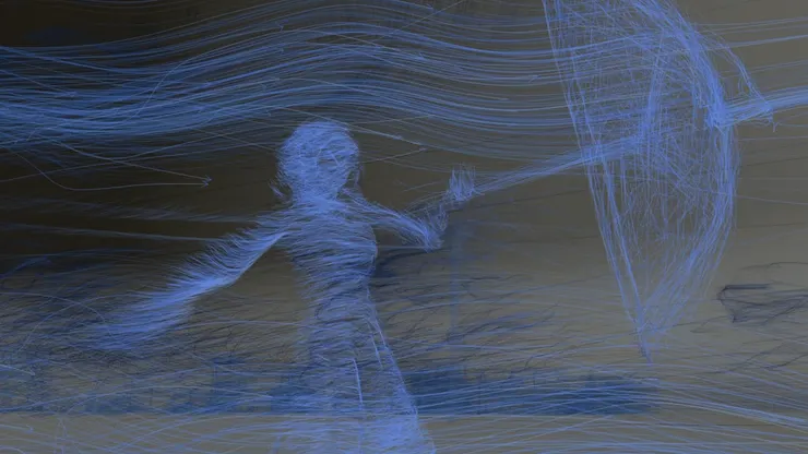 突來一陣大風，女子以傘頂風前行。（圖片來源：https://www.kff.tw/film/content/4269）