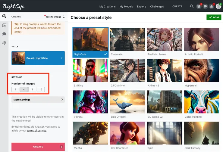 03 Text to image 操作說明|④ 生成圖像數 Number of images