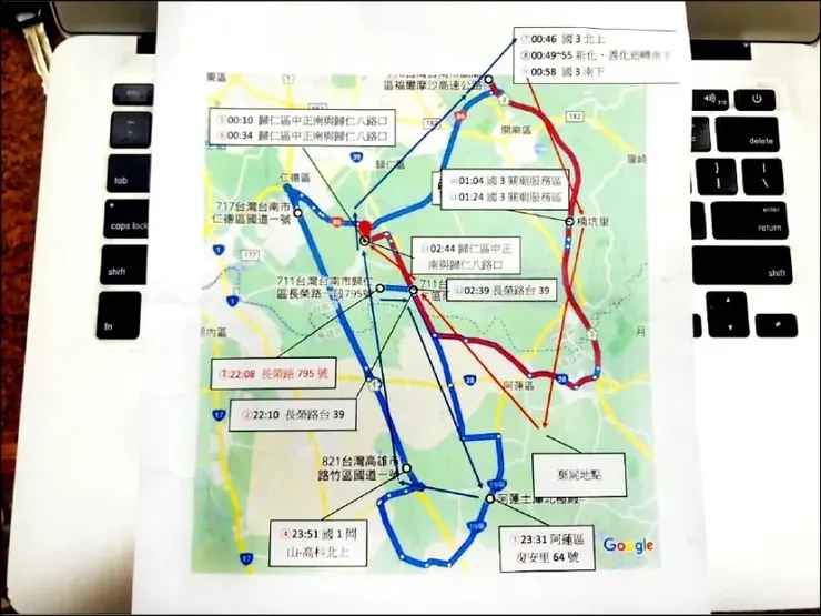 梁嫌棄屍路線圖，記者萬于甄翻攝