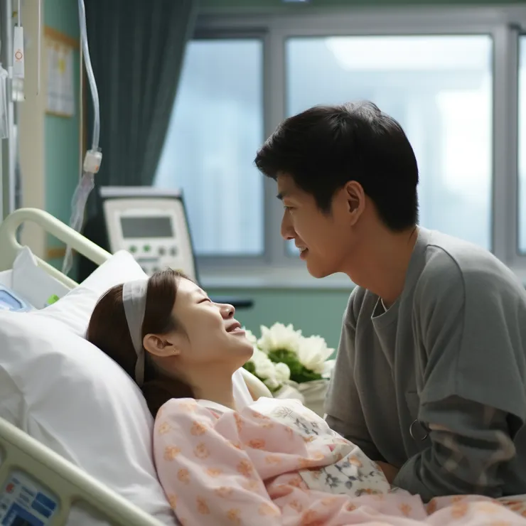 爸爸與媽媽在待產室裡等待生產
