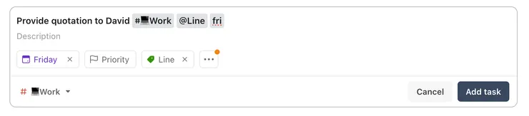 可以透過 # 來快速新增到 Project，透過 @ 來加上對應的 Label