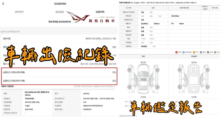 韓規BMW G80 M3 Sedan Competition M xDrive外匯車車況、鑑定報告。