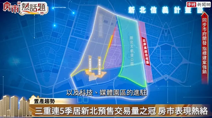 三重有市府建設、公園綠地、科技、媒體園區的進駐，強勁的增值力成為雙北購屋族首選。(中時新聞網攝)