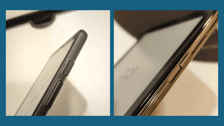 相較於Moaan InkPalm Plus (右),Boox Palma 2 (左)的音量鍵設計的更大,按壓起來更紮實
