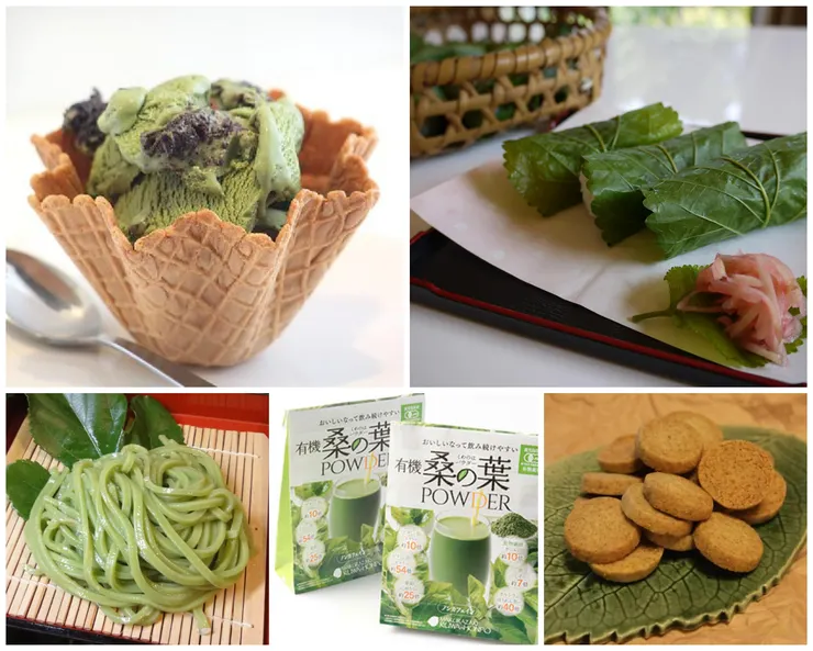 日本人潛心投入桑葉產品的開發上,不只是保健食品,更將其開發成各種讓人食指大動的美食。
