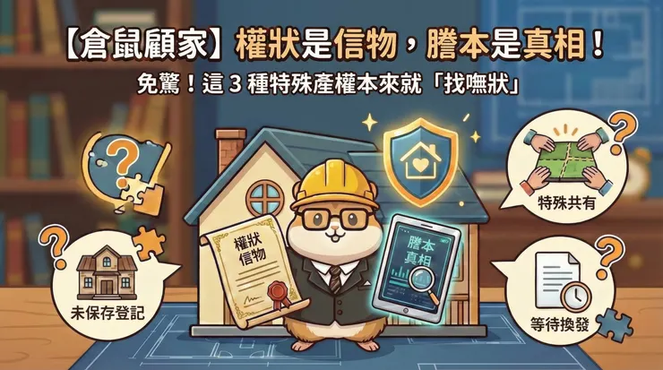 權狀是信物，謄本是真相！免驚！這 3 種特殊產權本來就「找嘸狀」