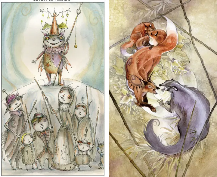 左：Joie de Vivre Tarot；右：Shadowscapes Tarot