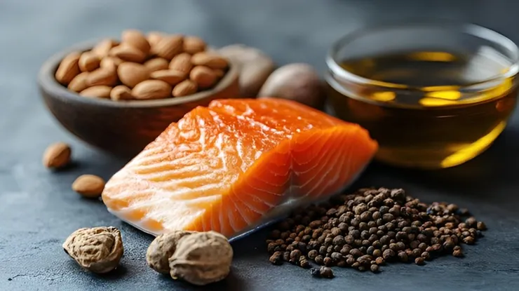 堅果、鮭魚、亞麻籽油，補充𝑶𝒎𝒆𝒈𝒂-𝟑，讓皮膚屏障更強韌！