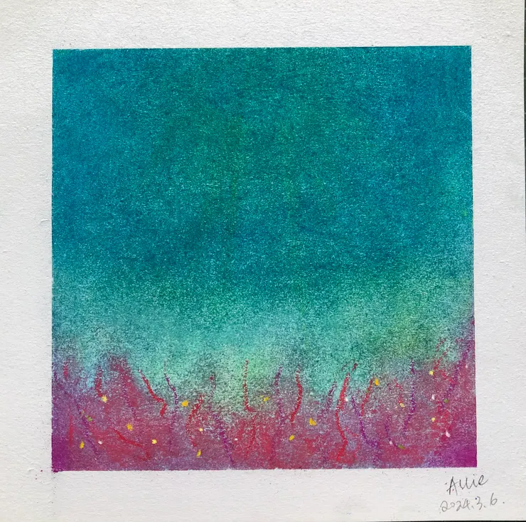 粉彩作品，by Allie