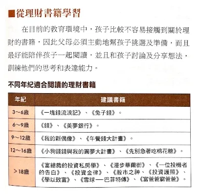 ▲適合不同年齡層閱讀的理財書籍。 （圖片來源：《孩子學理財的第一本書》p51）