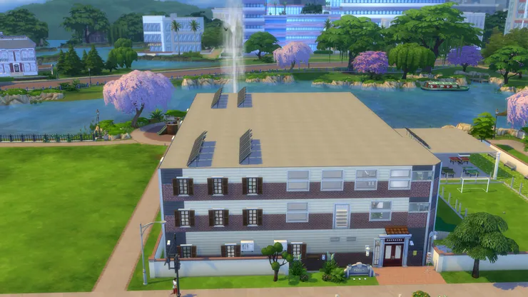 學校後面的公園湖間中會噴出凌厲的水柱，看得學生嘩的大叫。