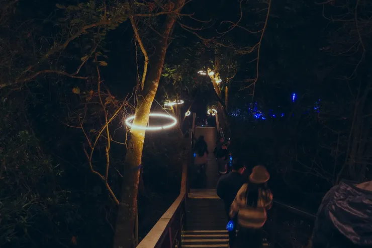 走進公園的途中