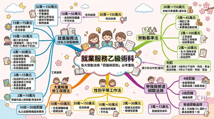 「罰鍰與罰則」必考重點心智圖