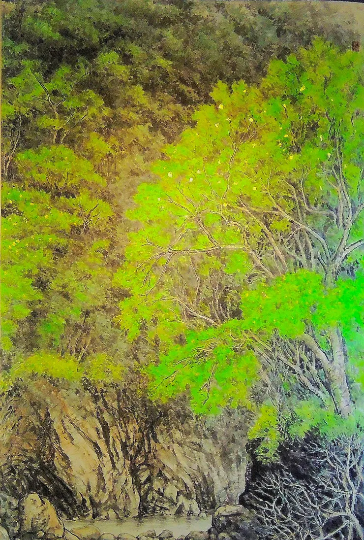 〈野溪新綠〉局部－叢林