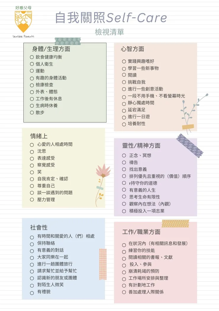 關照自己就從這六個部分擇一開始