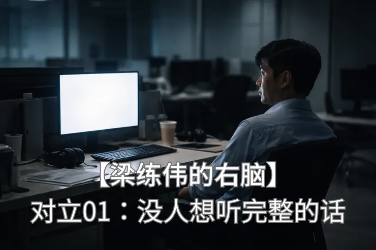 梁练伟独坐工位看着冷白屏幕