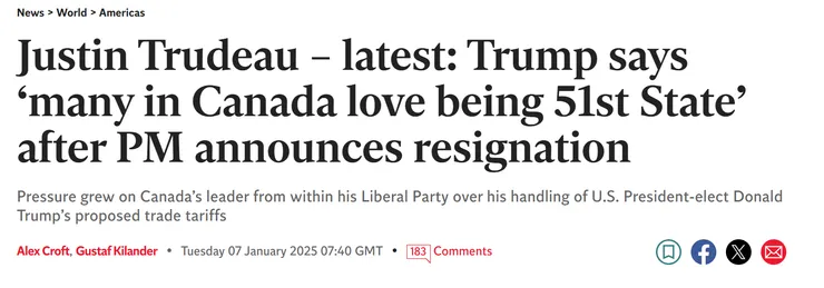 圖片及文章出處https://www.independent.co.uk/news/world/americas/justin-trudeau-resignation-news-canada-pm-latest-b2674320.html