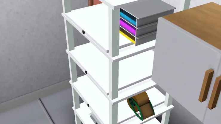 雜物架就是店內和工作要用的物品，例如文具和打印機。