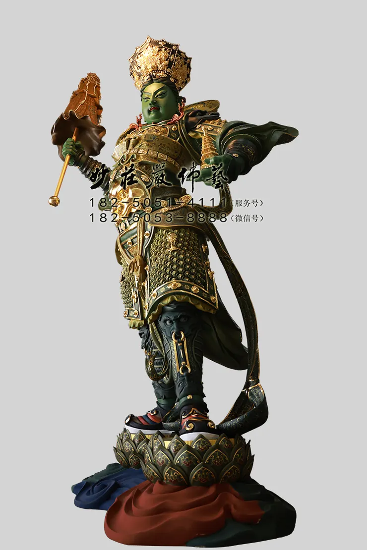 銅雕北方多聞天王彩繪佛像