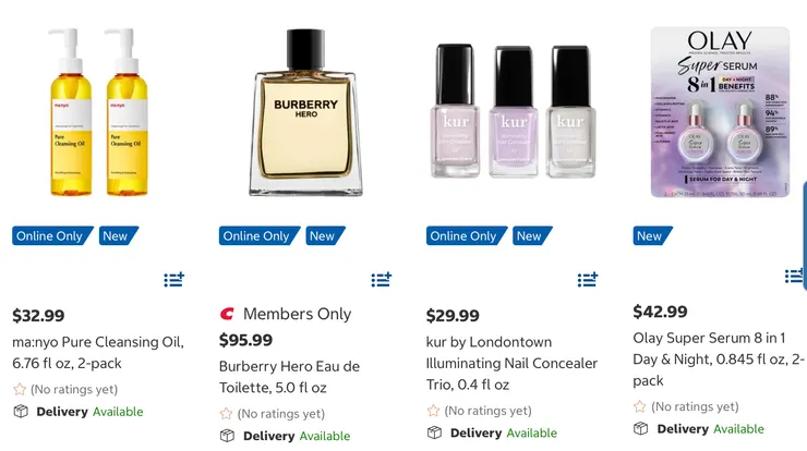 ma:nyo 純淨卸妝油(2瓶裝)、Burberry香水、kur by Londontown 煥採指甲遮瑕三件套裝、OLAY 8合1全效精華液(日夜兩用)2瓶裝。
