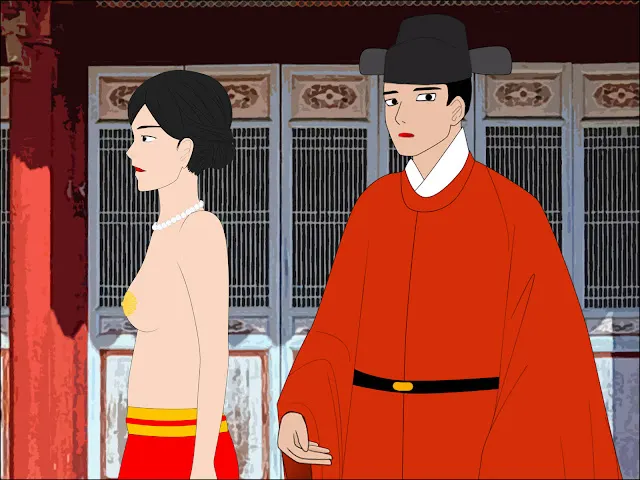 圖4:慕華女王帶王敦邦參觀儒家書院。