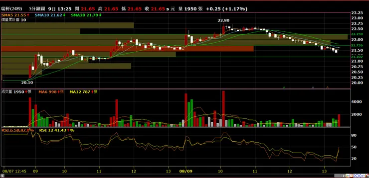 瑞軒(2489)分時量價