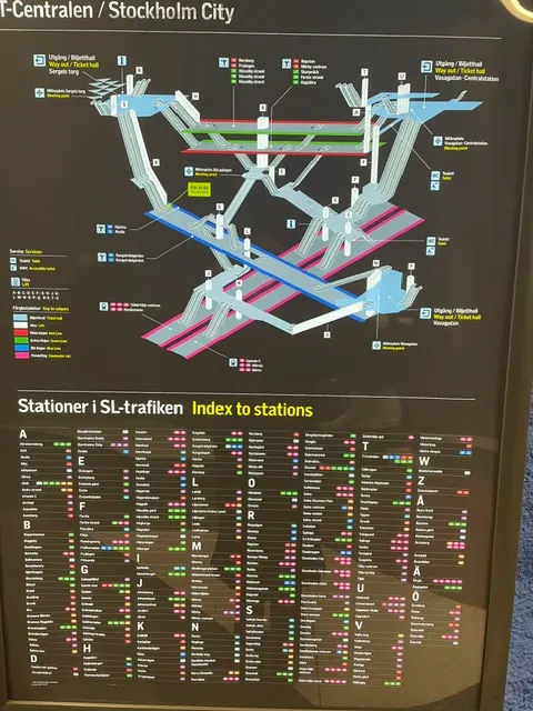 T-Centralen站有很多層，可以先確認一下位置
