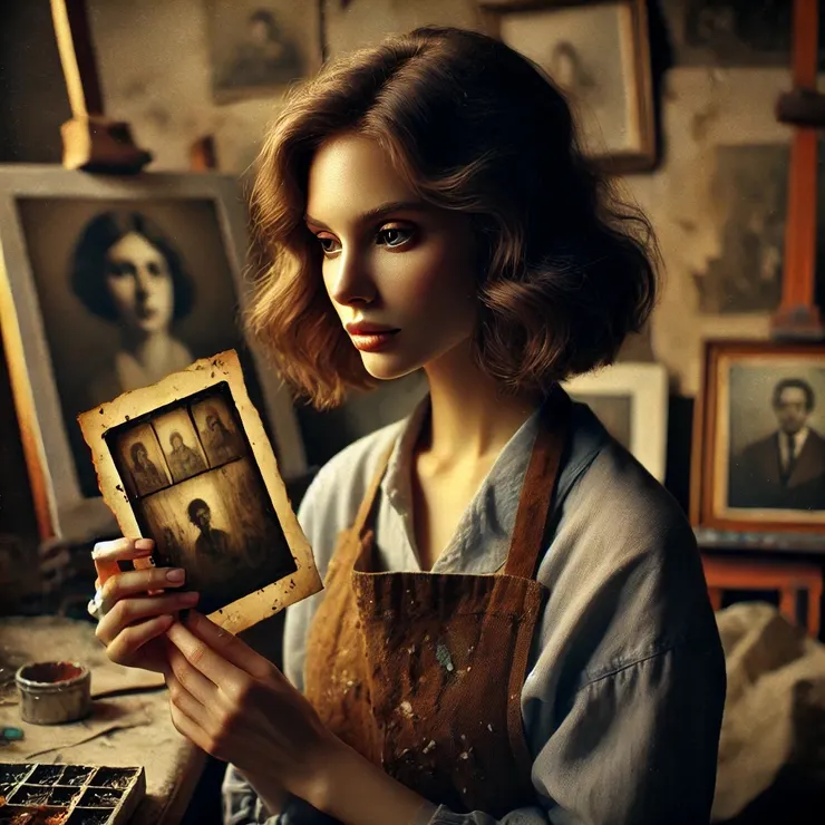 She spent days studying the image, sketching outlines and layering translucent paints over canvas to mimic the haunting blend of faces. As she worked, fragments of a story began to emerge in her mind—two lives intertwined across decades.