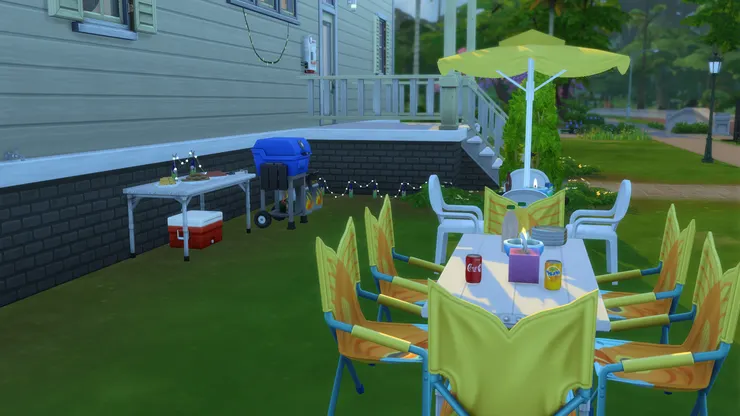 我特意用這麼鮮明和造型奇特的桌椅,一來很漂亮,二來我要所有鄰居都羨慕我們的燒烤大會。