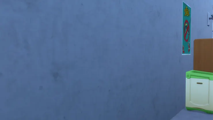 小賣部後方的牆是很普通的灰色水泥牆。