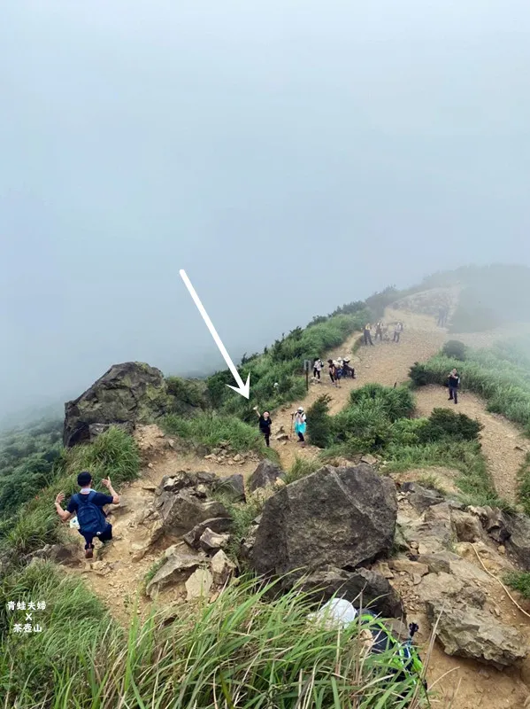▲但是!!我怎麼可能乖乖在下面等呢~~但其實內心超掙扎，很想挑戰但又怕高，山友們不斷鼓勵我都來到這了不妨試試看嚕。